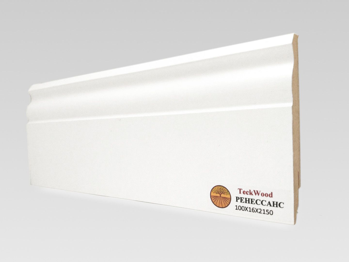 Плинтус МДФ TECKWOOD белый Ренессанс 100х16х2150